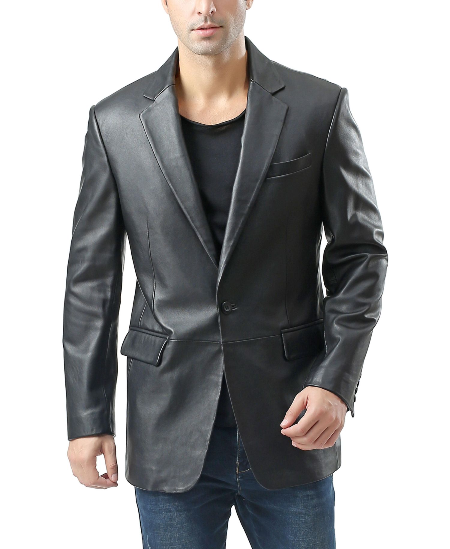 Men's Nicholas One-Button Leather Blazer