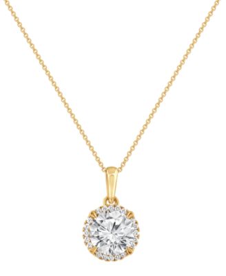 Certified Lab Grown Diamond Halo 18" Pendant Necklace (2 ct. t.w.) in 14k Gold