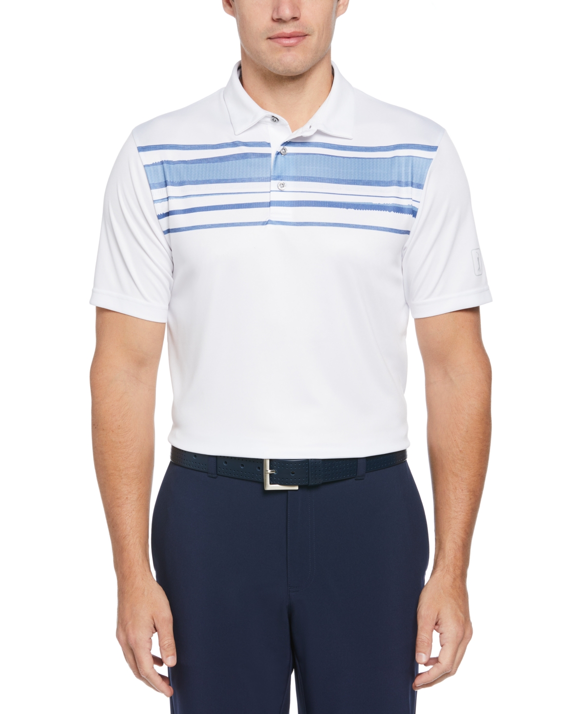 Men's Athletic Fit Terrain Chest Print Short Sleeve Golf Polo Shirt - Hawaiian Surf
