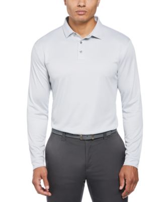 Men s Mini Jacquard Long Sleeve Golf Polo Shirt