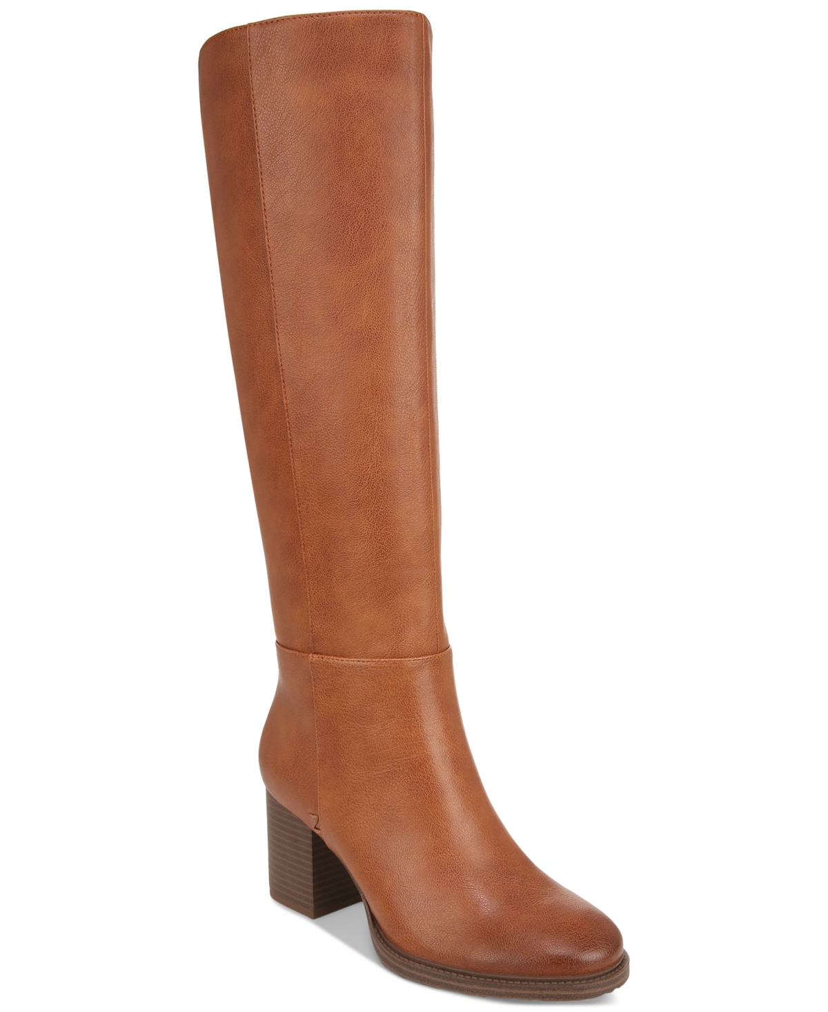 Women's Riona Wide-Calf Block-Heel Riding Boots - Cognac Leather