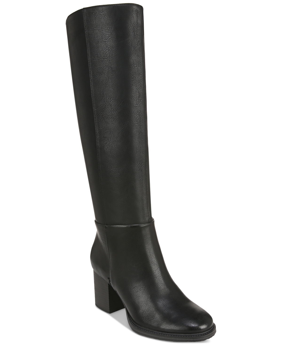 Women's Riona Wide-Calf Block-Heel Riding Boots - Black Leather