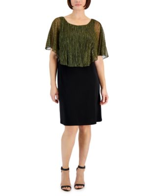 Connected Apparel Womens Lace Overlay Sheath Dress Black Size 10 Petite