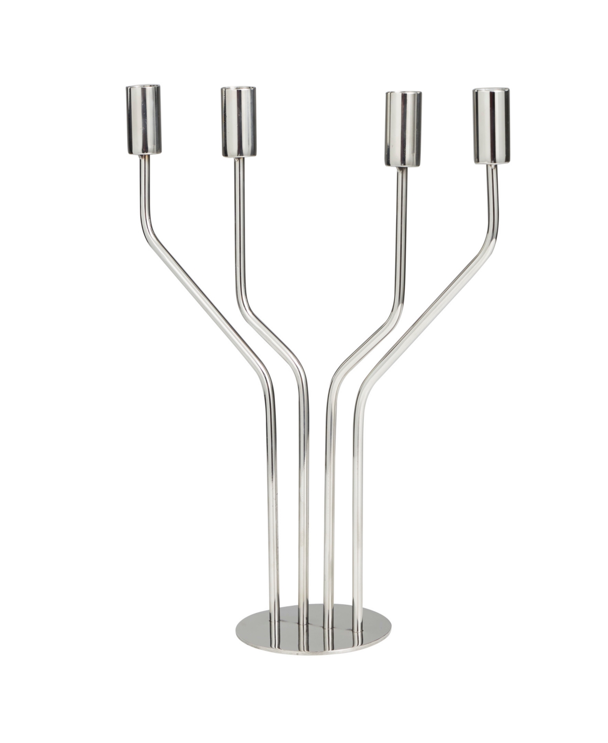 The NovogratzStainless Steel Metal Geometric Abstract Angled Candelabra with Round Base, 11