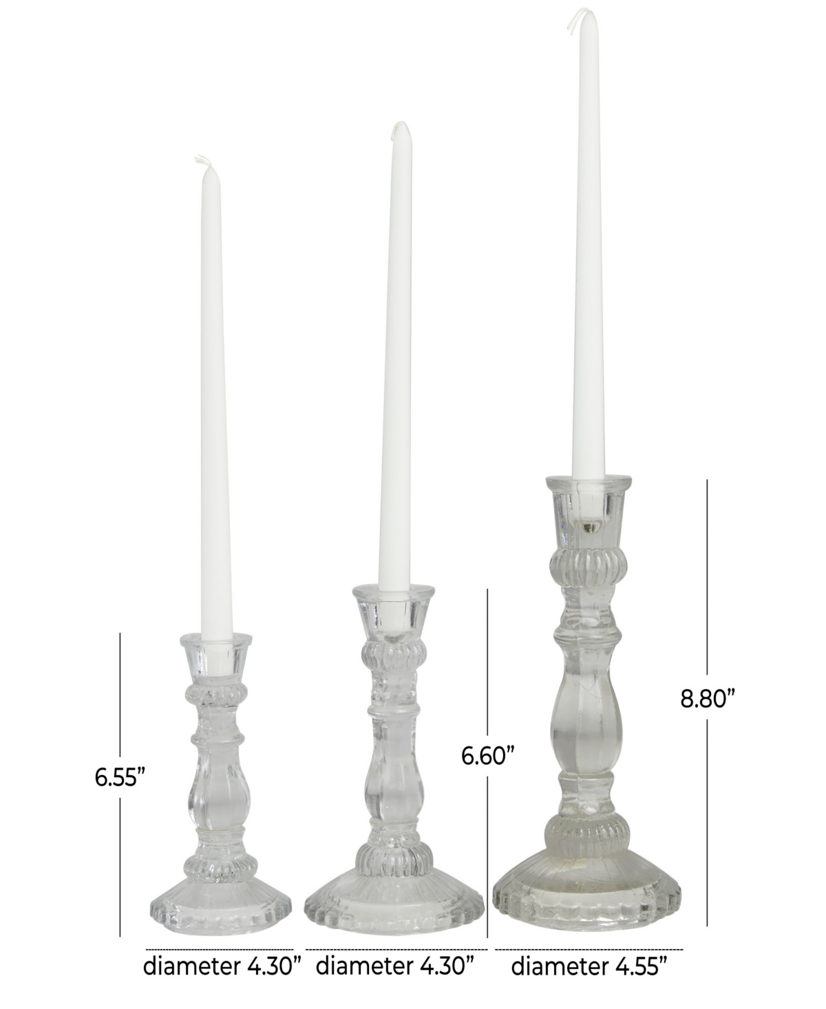 The NovogratzGlass Candle Holder, Set of 3 - Clear