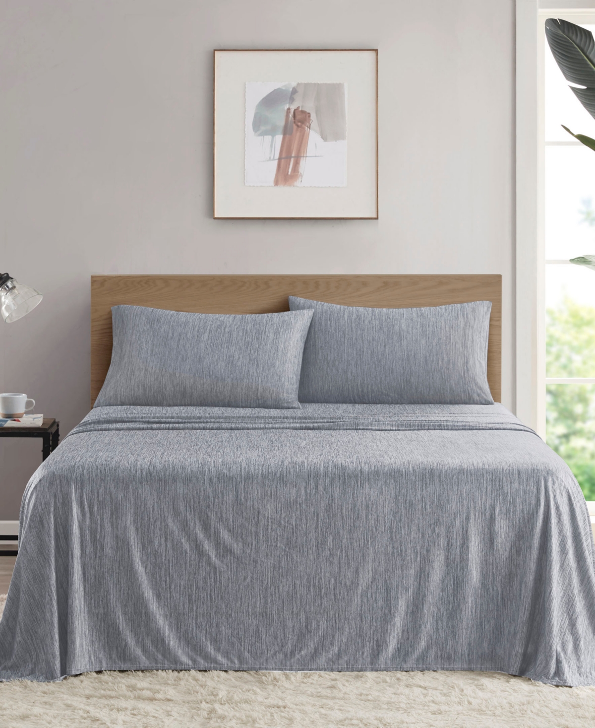 Urban Habitat Comfort Cool Jersey Knit Nylon Blend 4-piece Sheet Set, Queen In Gray