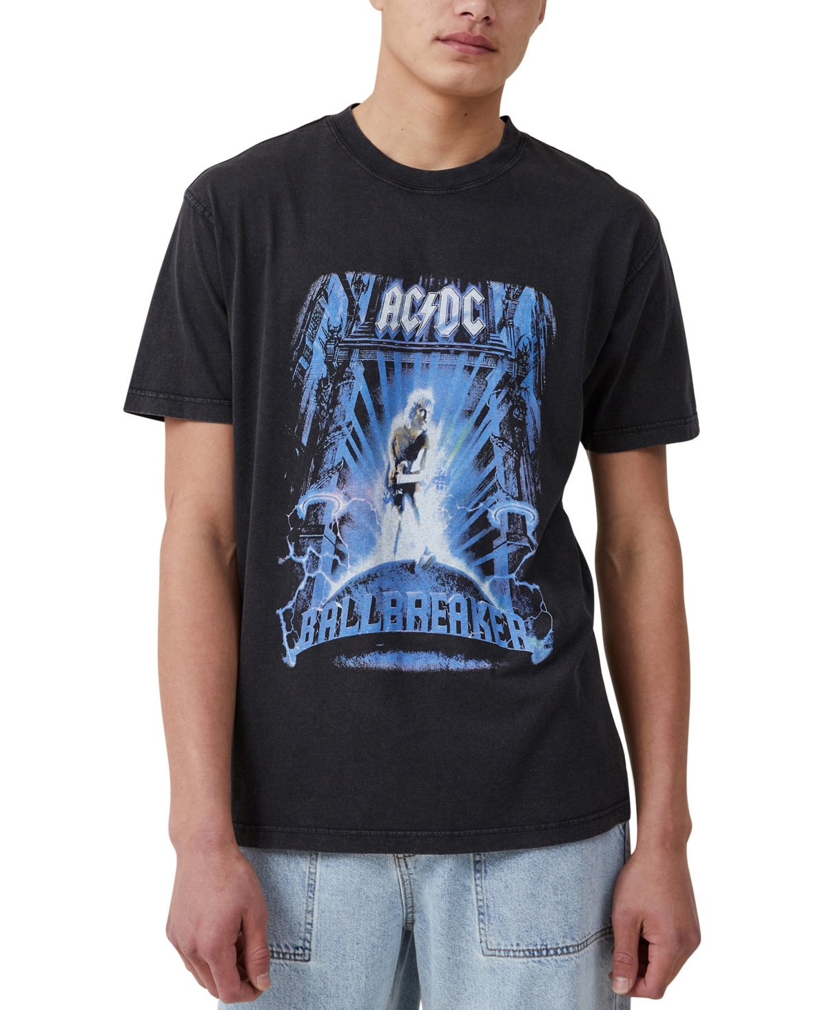 Cotton On Men's Premium Loose Fit Music T-shirt In Black,acdc - Ballbreaker
