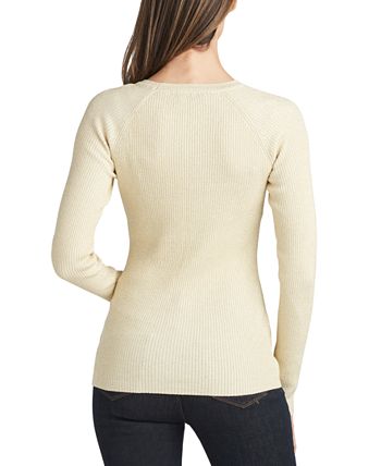 BCX Juniors' V-Neck Long Sleeve Heart Sweater - Macy's