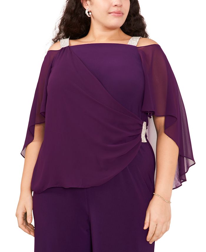 MSK Plus Size Side Draped CapeOverlay Jumpsuit Macy's