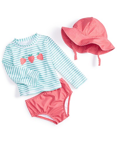 deux par deux Girls Printed Two Piece Swimsuit - Pink Stripe & Blue Roses