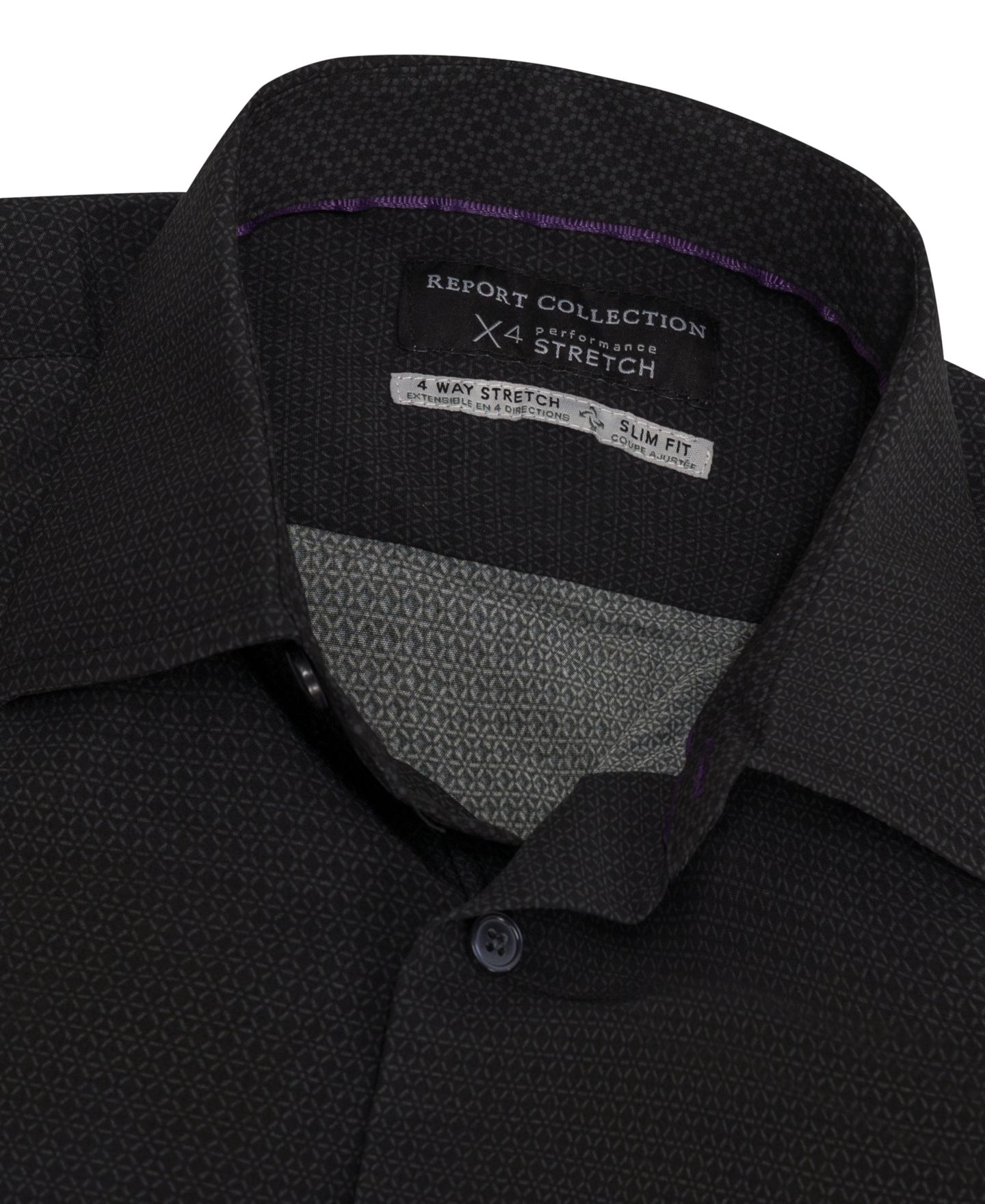 Мужская рубашка Report Collection Slim-Fit Tonal-Print, цвет: Чёрный — фото 4