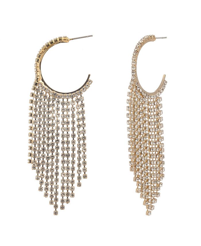 Rhinestone Drop Hoop Earring