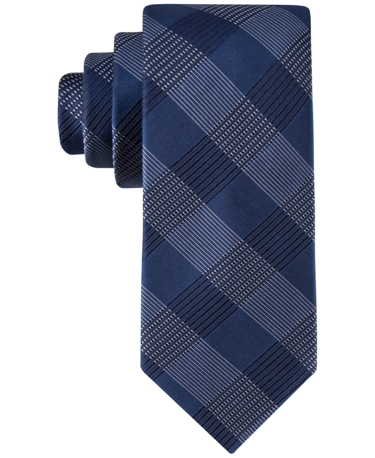 Calvin Klein Men's Aiden Blue Grid Tie In Navy