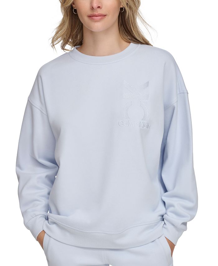 Calvin Klein Women\'s Oversized Crewneck Logo Macy\'s - Sweatshirt