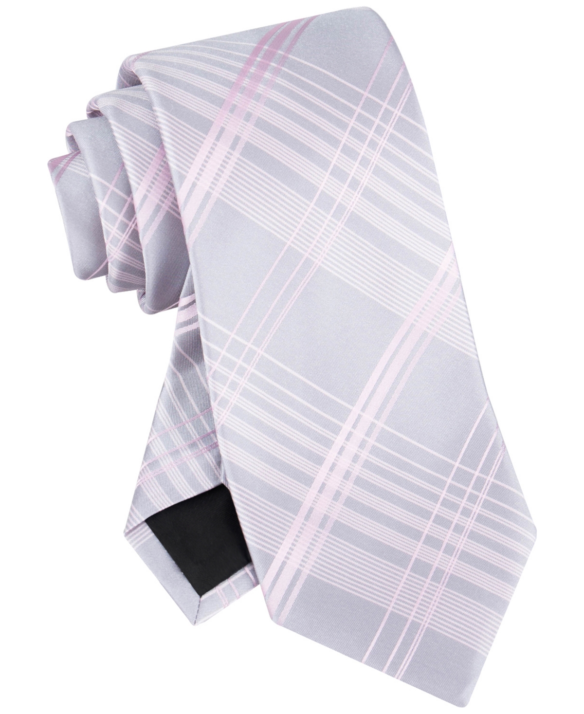 Shop Calvin Klein Men's Ari Plaid Tie In Silver,pink