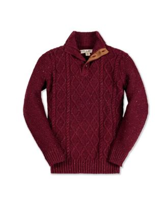 Hope and Henry Boys' Organic Long Sleeve Mock Neck Cable Sweater with Flecks, Kids