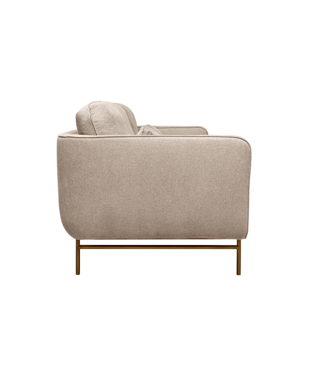 Shop Armen Living Lilou 77" Polyester, Nylon With Metal Legs Sofa In Beige,antique Brass