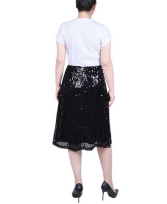 Petite Knee Length Sequined Skirt