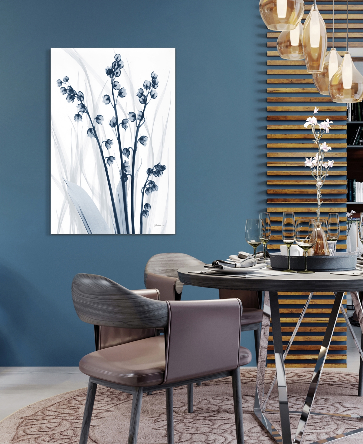 Empire Art Direct "radiant Blues 1" Frameless Free Floating Tempered Glass Panel Graphic Wall Art, 48" X 32" X 0.2" In Blue