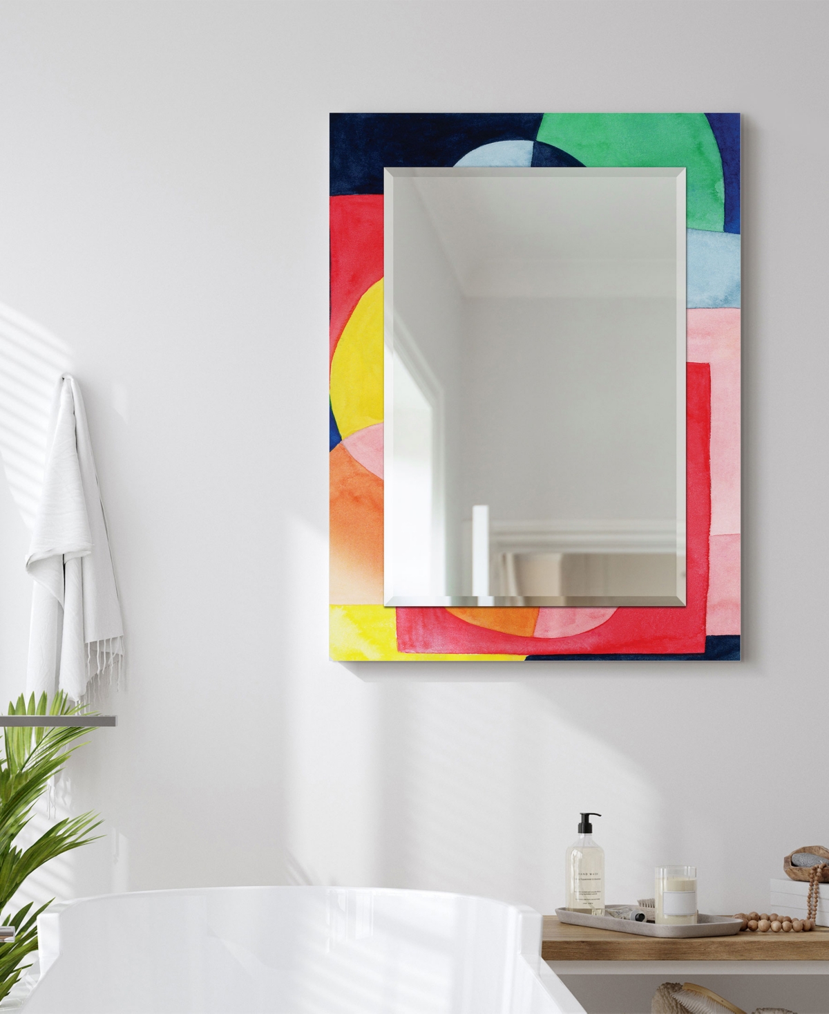 Shop Empire Art Direct "pop Perpetuity I" Rectangular Beveled Mirror On Free Floating Printed Tempered Art Glass, 30" X 40" In Multi-color