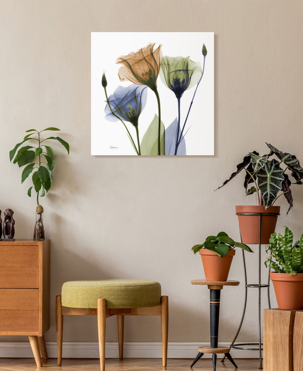 Shop Empire Art Direct "gentian Buddies" Frameless Free Floating Tempered Glass Panel Graphic Wall Art, 24" X 24" X 0.2" In Multi-color