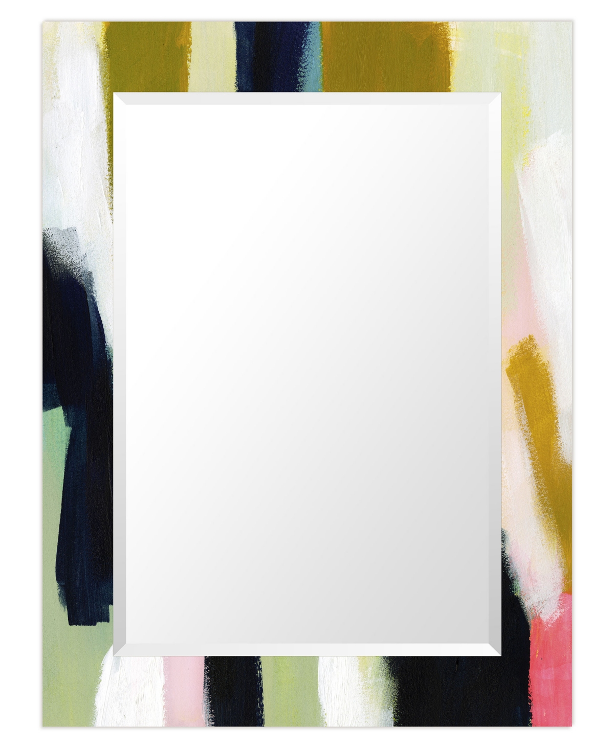 Empire Art Direct "amagansett I" Rectangular Beveled Mirror On Free Floating Printed Tempered Art Glass, 30" X 40" X 0 In Multi-color