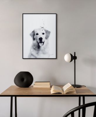 "golden Retriever" Pet Paintings on Printed Glass Encased with A Black Anodized Frame, 24" x 18" x 1"