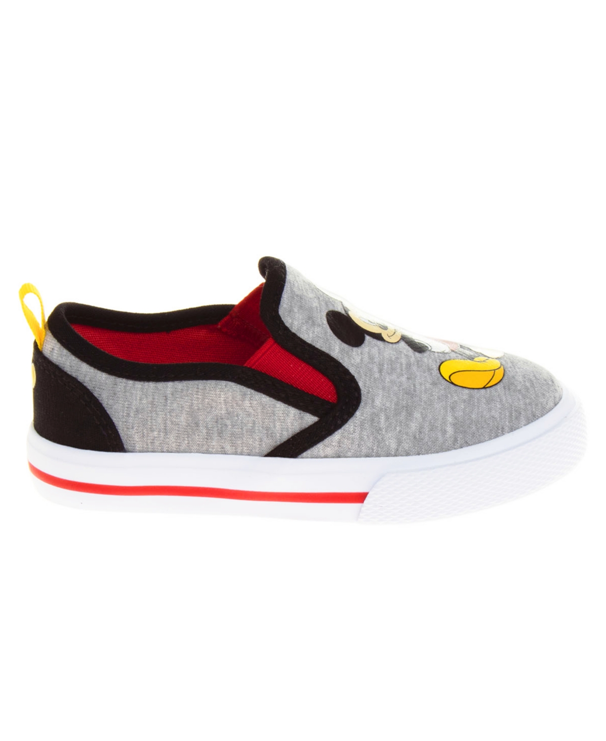 Disney Little Boys Mickey Mouse Slip On Canvas Sneakers In Gray,red