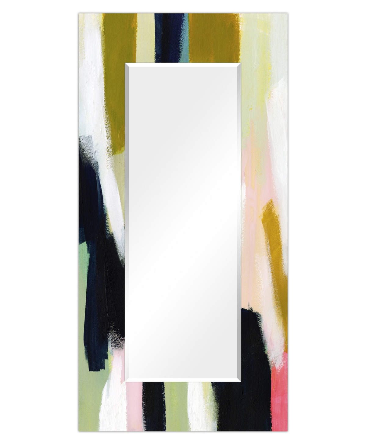 Empire Art Direct "sunder Ii" Rectangular Beveled Mirror On Free Floating Printed Tempered Art Glass, 72" X 36" X 0.4" In Multi-color