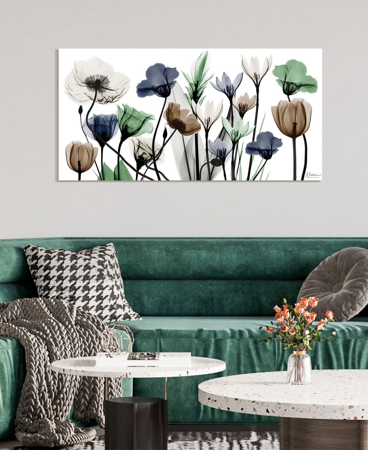 EMPIRE ART DIRECT "FLORAL LANDSCAPE" FRAMELESS FREE FLOATING TEMPERED GLASS PANEL GRAPHIC WALL ART, 24" X 48" X 0.2" 