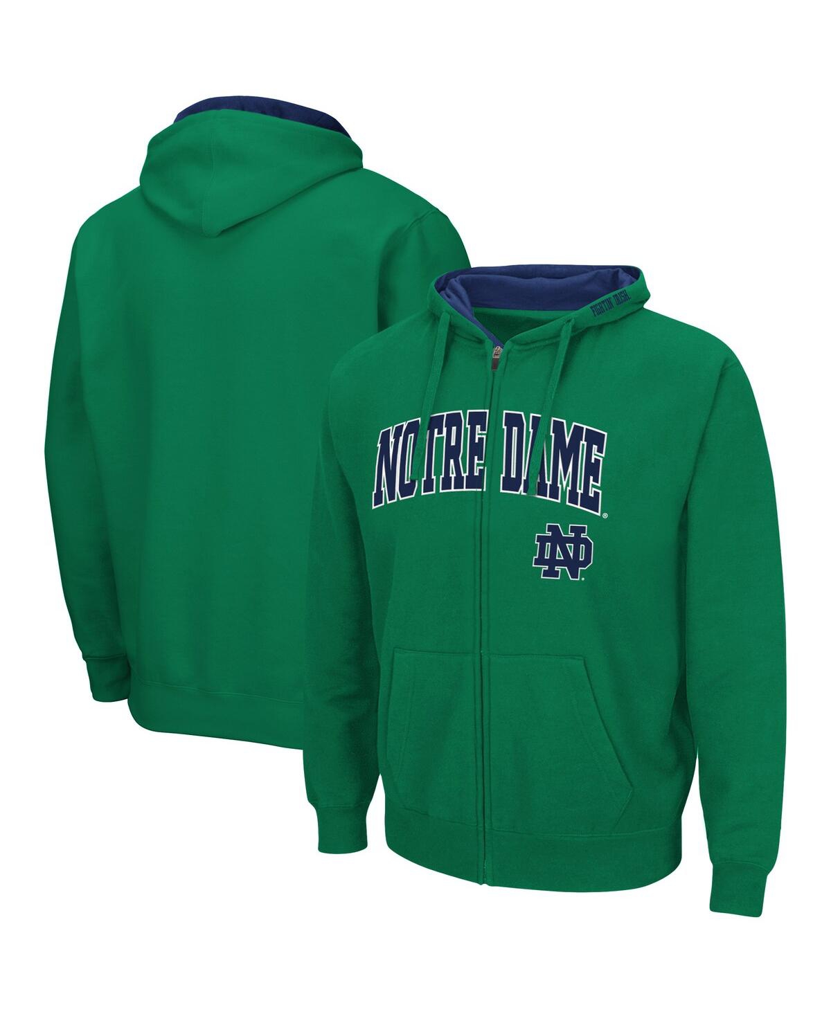 COLOSSEUM MEN'S COLOSSEUM GREEN NOTRE DAME FIGHTING IRISH ARCH & LOGO 3.0 FULL-ZIP HOODIE