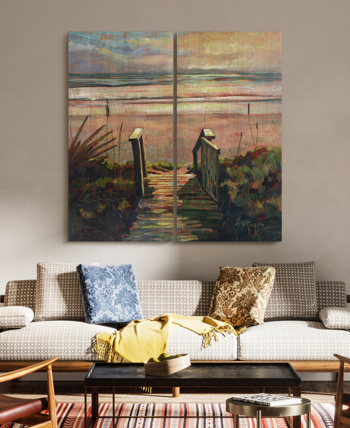 Shop Empire Art Direct "coastal Paradise Found" Fine Giclee Printed Directly On Hand Finished Ash Wood Wall Art, 60" X 60"  In Multi-color