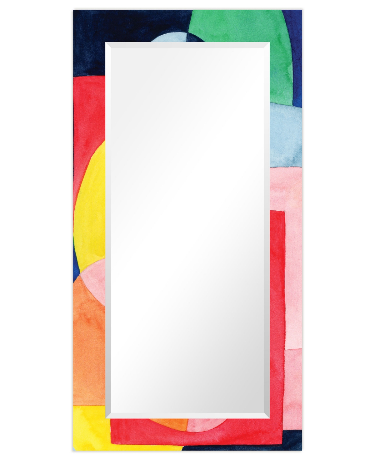 Empire Art Direct "pop Perpetuity Ii" Rectangular Beveled Mirror On Free Floating Printed Tempered Art Glass, 54" X 28 In Multi-color