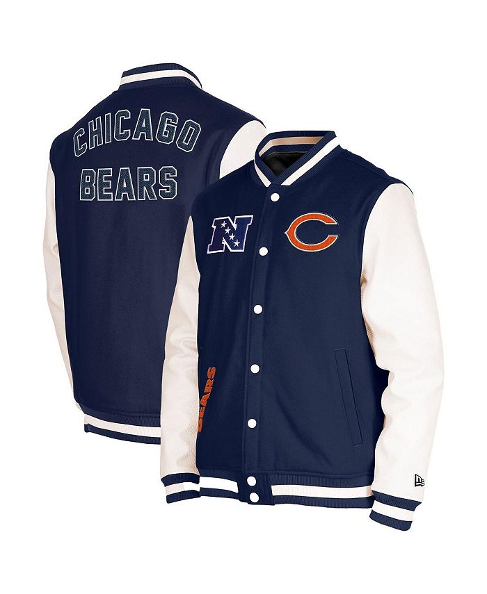 New Era Men's Navy Chicago Bears Third Down Varsity Full-Snap Jacket ...