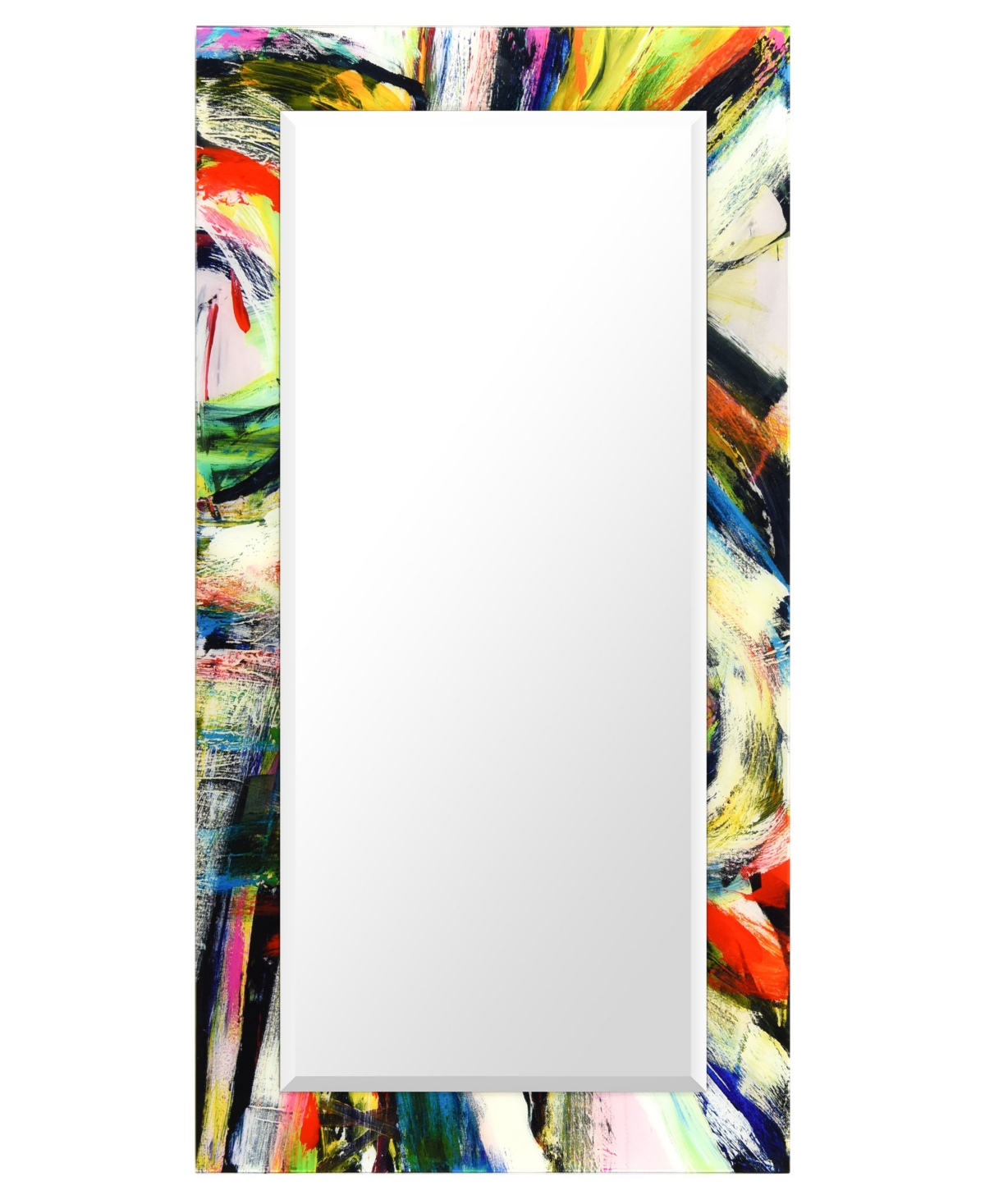 Empire Art Direct "nirvana Ii" Rectangular Beveled Mirror On Free Floating Printed Tempered Art Glass, 54" X 28" X 0.4 In Multi-color