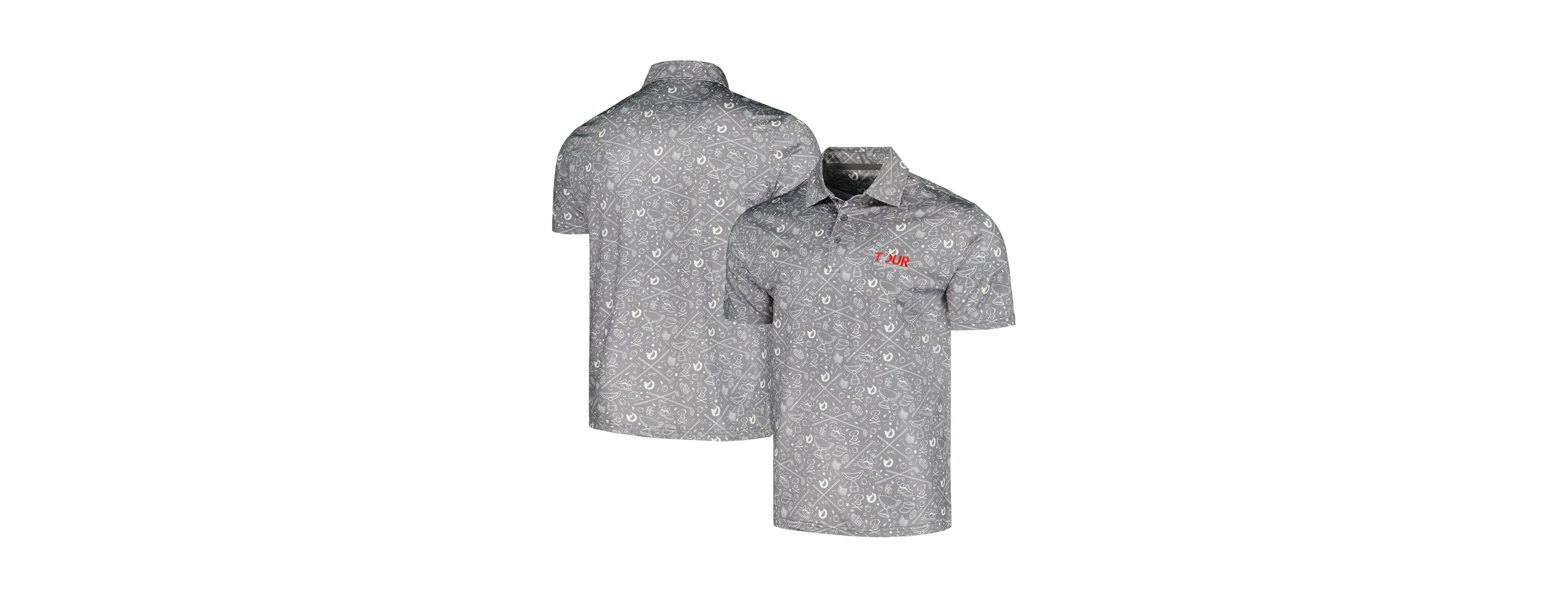 Men's Barstool Golf Gray Tour Championship Printed Polo Shirt
