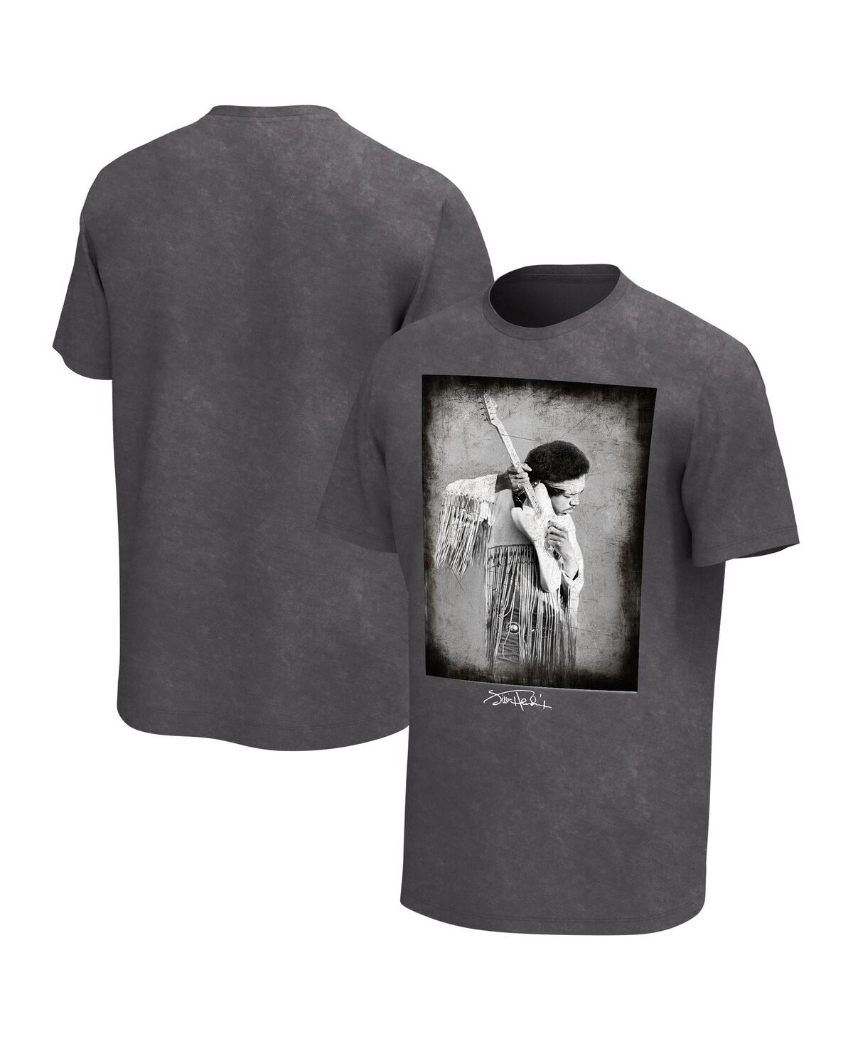 Men's Black Distressed Jimi Hendrix Woodstock Washed Graphic T-shirt - Black