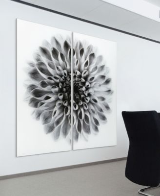 "Dahlia Ab" Frameless Free Floating Tempered Glass Panel Graphic Wall Art Set of 2, 72" x 36" x 0.2" Each