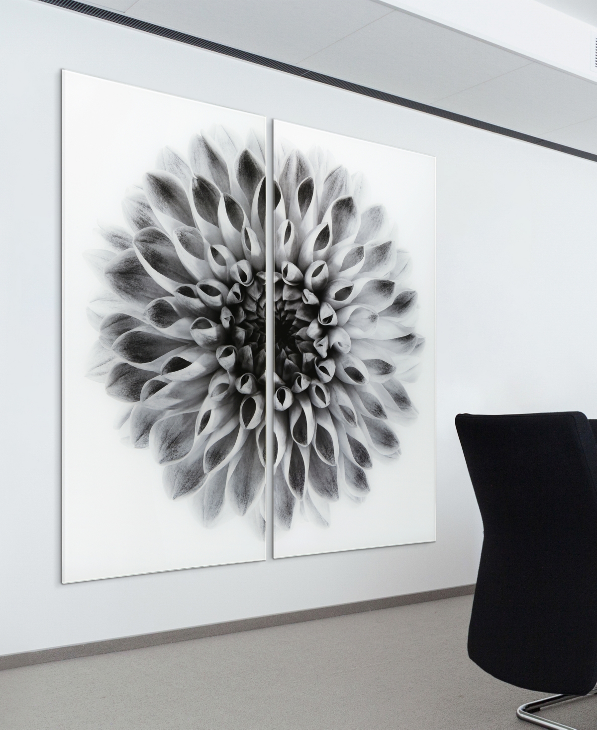 Shop Empire Art Direct "dahlia Ab" Frameless Free Floating Tempered Glass Panel Graphic Wall Art Set Of 2, 72" X 36" X 0.2" In Gray
