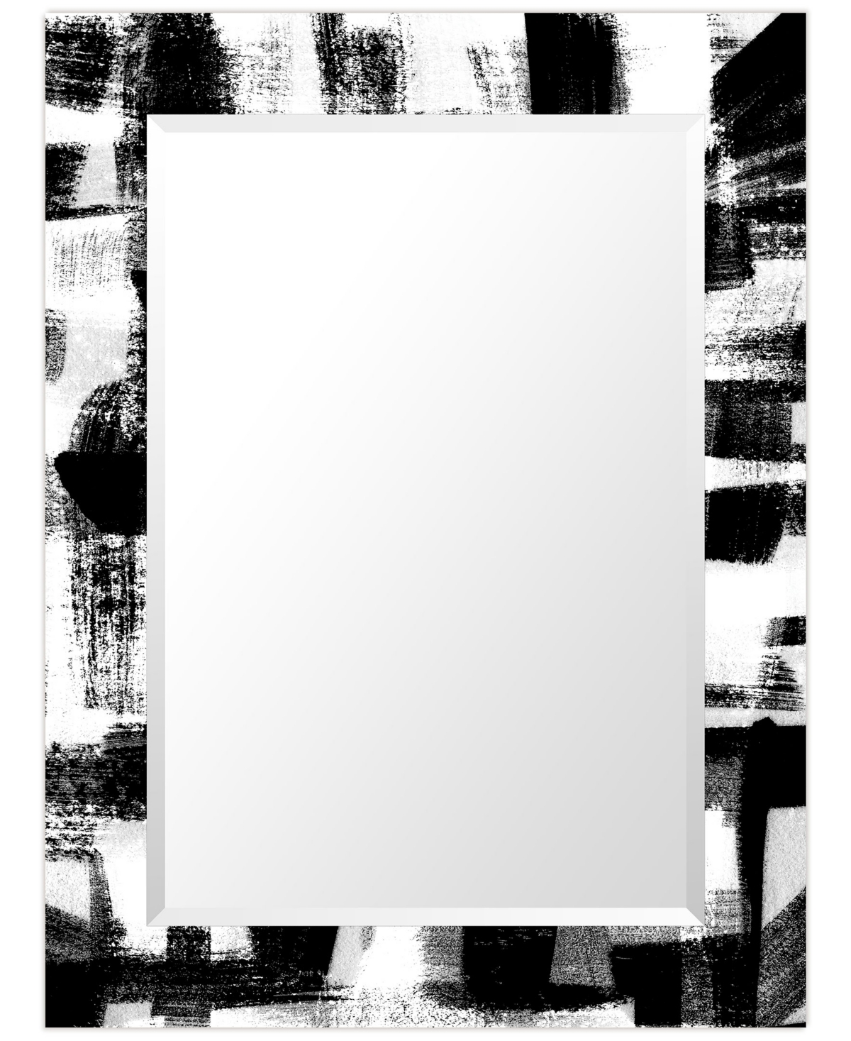 Empire Art Direct "newsflash I" Rectangular Beveled Mirror On Free Floating Printed Tempered Art Glass, 30" X 40" X 0. In Black,white