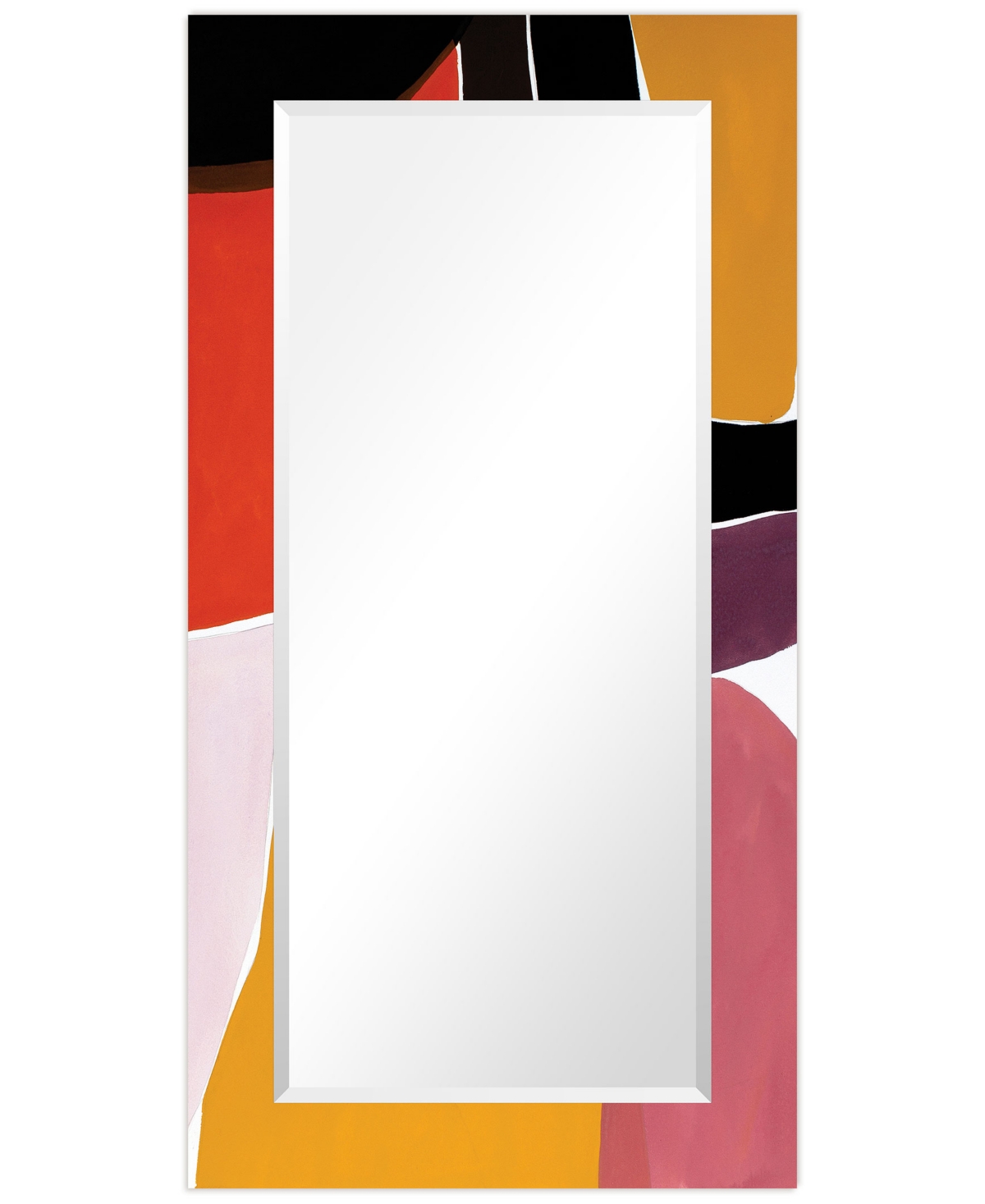 Empire Art Direct "melon-cholia Ii" Rectangular Beveled Mirror On Free Floating Printed Tempered Art Glass, 54" X 28" In Multi-color