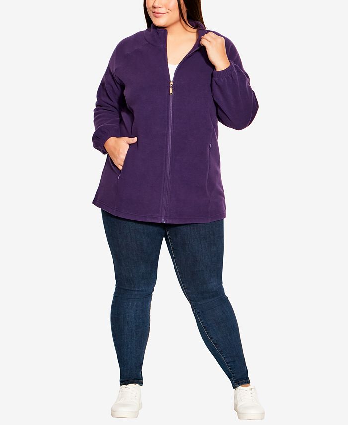 AVENUE Plus Size Polar Fleece Zip Jacket Macy's