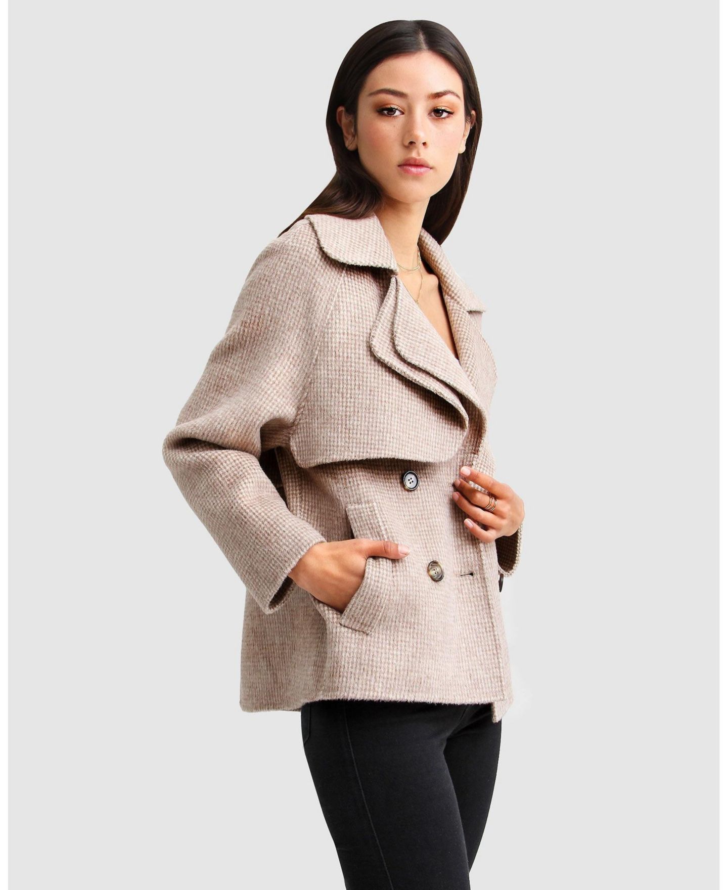 Женское пальто Belle & Bloom I'm Yours Wool Blend Peacoat, цвет: Бежевый — фото 2