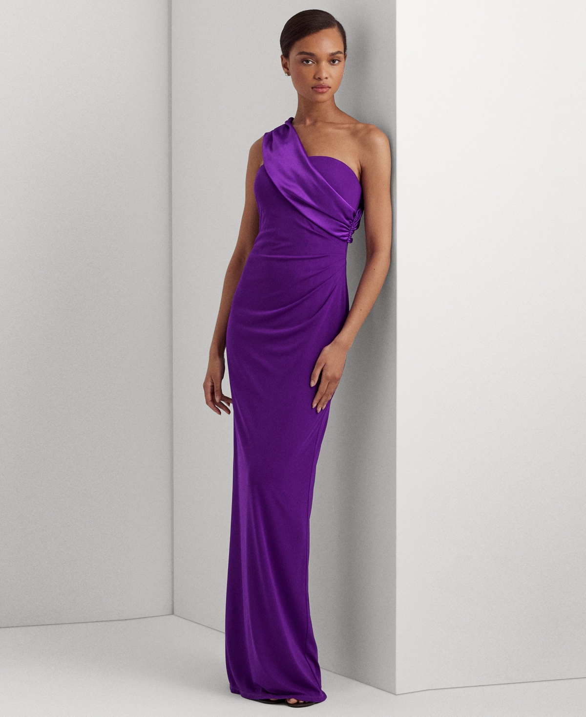 Lauren Ralph Lauren Women's Satin Sash Column Gown In Purple Agate