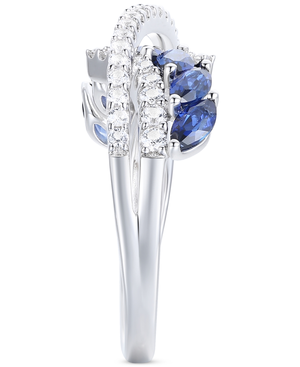Lab-Grown Emerald (3/4 ct. t.w.) & Lab-Grown White(1/20 ct. t.w.) Ring in 14k Gold-Plated Sterling Silver (Also in Lab-Grown Blue Sapphire)