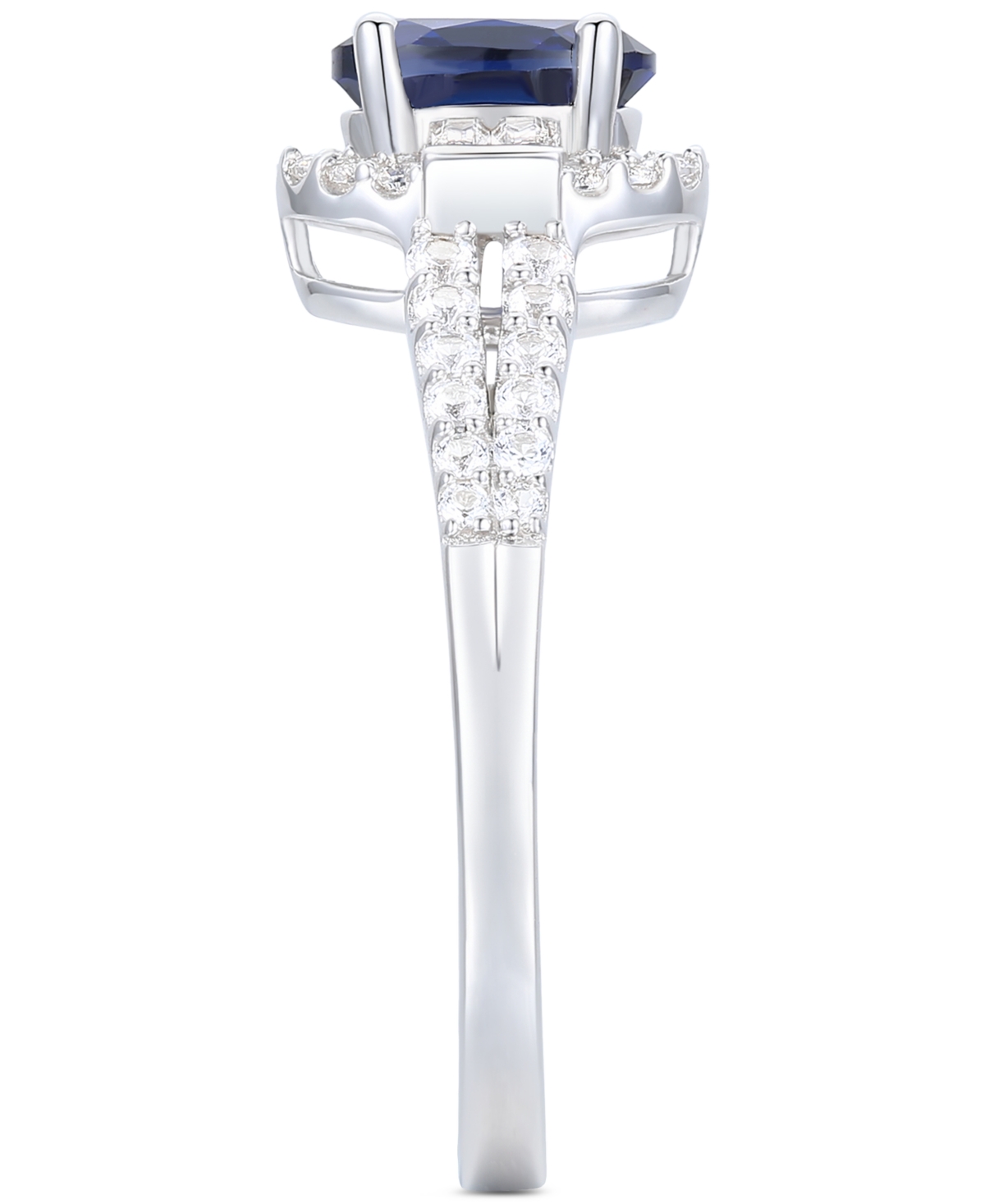 Macy's Lab-grown Blue Sapphire (3/4 Ct. T.w.) & Lab-grown White Sapphire (1/20 Ct. T.w.) In Sterling Silver In Sapphire