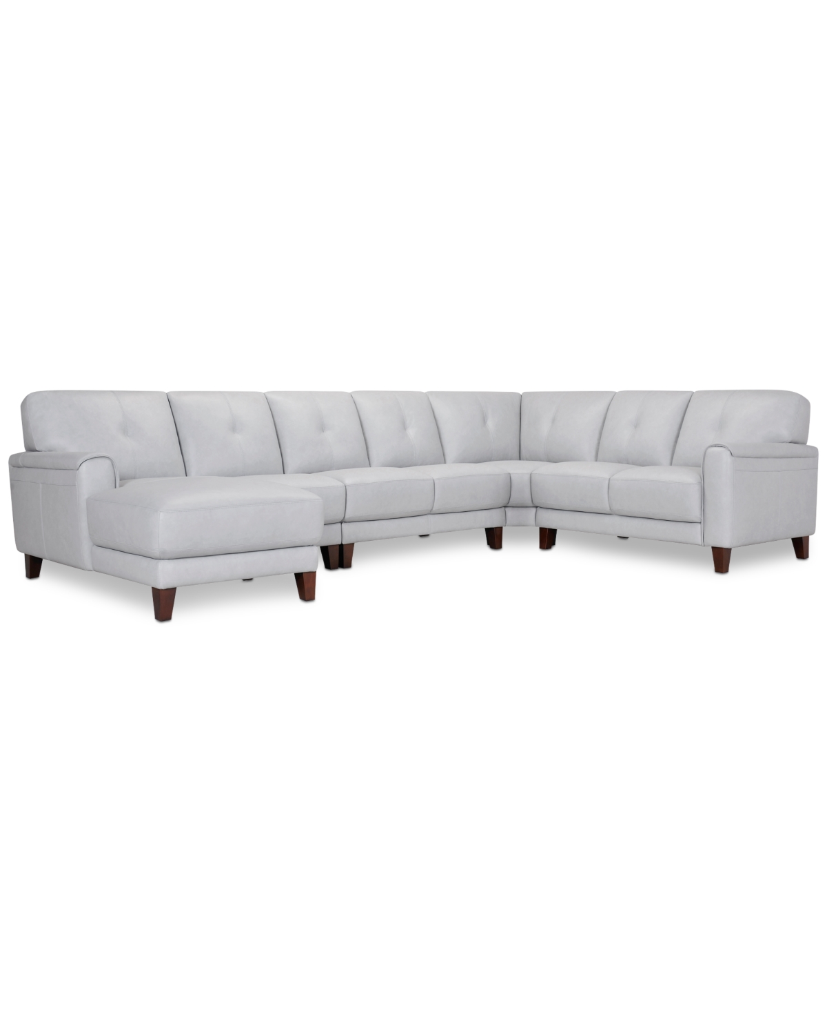 Macy's Closeout! Ashlinn 144" 5-pc. Pastel Leather Sectional, Created For  In Grey Mist