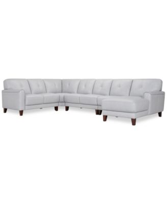 CLOSEOUT! Ashlinn 144" 5-Pc. Pastel Leather Sectional, Created for Macy's