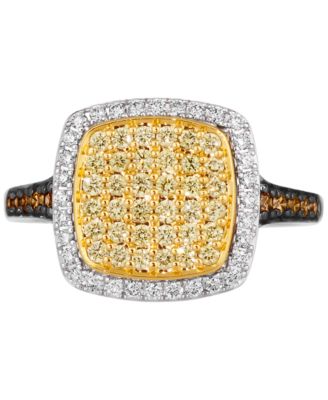 Chocolatier&reg; Sunny Yellow Diamond, Vanilla Diamond, & Chocolate Diamond Ring (5/8 ct. t.w.) in 14k Two-Tone Gold