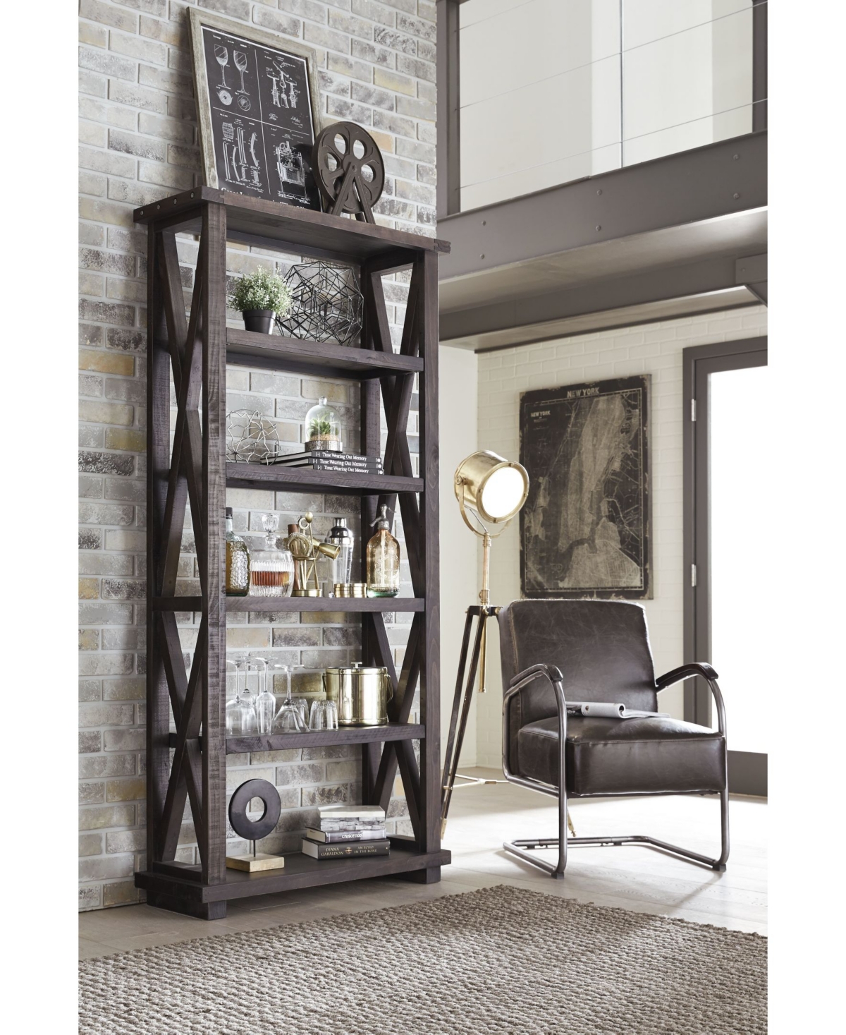 Macy's Yosemite 82" Wood Bookshelf In Cafe